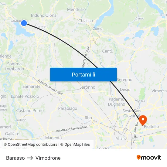 Barasso to Vimodrone map