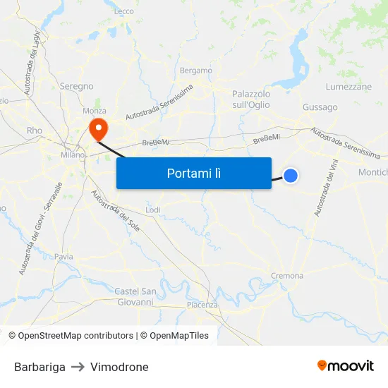 Barbariga to Vimodrone map