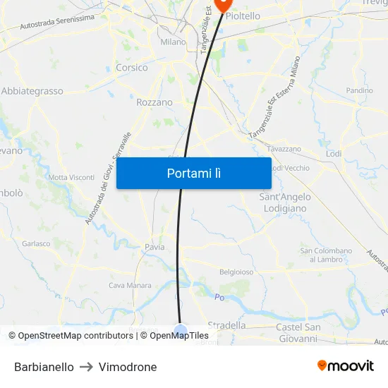 Barbianello to Vimodrone map
