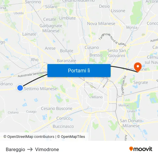 Bareggio to Vimodrone map