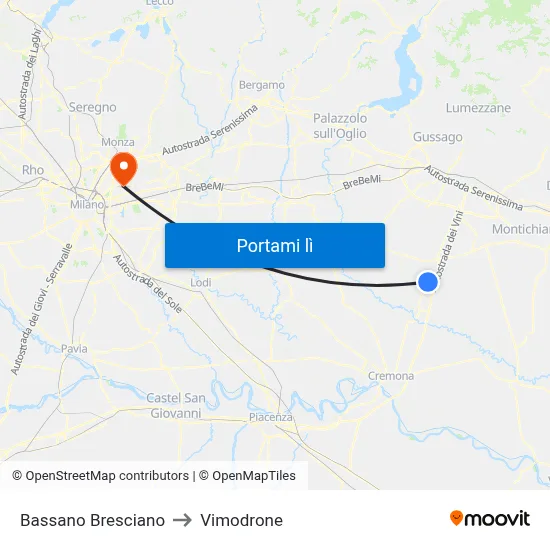 Bassano Bresciano to Vimodrone map