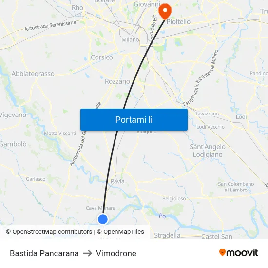 Bastida Pancarana to Vimodrone map