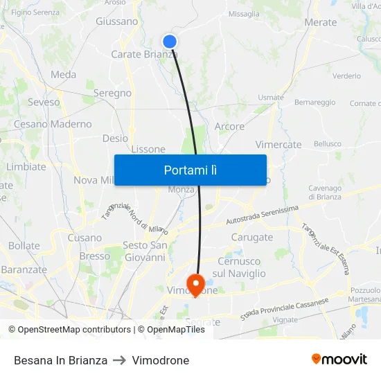 Besana In Brianza to Vimodrone map