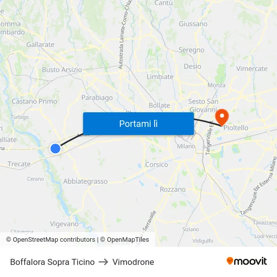 Boffalora Sopra Ticino to Vimodrone map