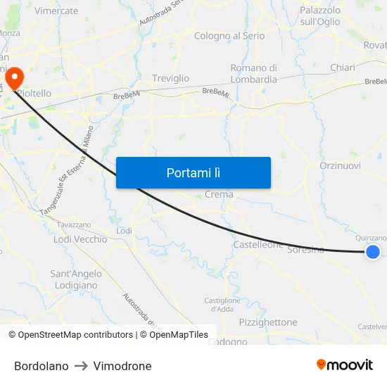 Bordolano to Vimodrone map