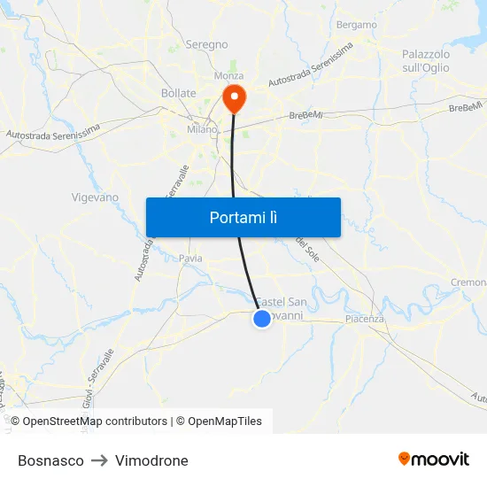 Bosnasco to Vimodrone map