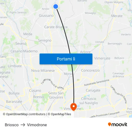 Briosco to Vimodrone map