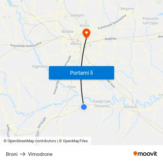 Broni to Vimodrone map