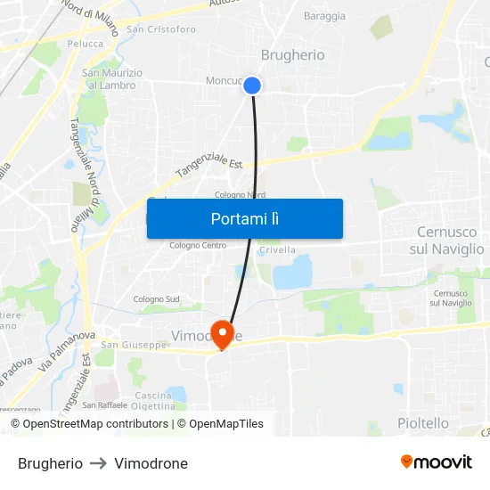 Brugherio to Vimodrone map
