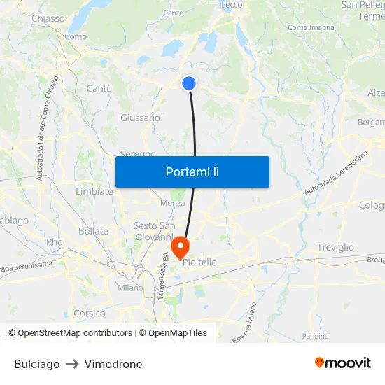 Bulciago to Vimodrone map