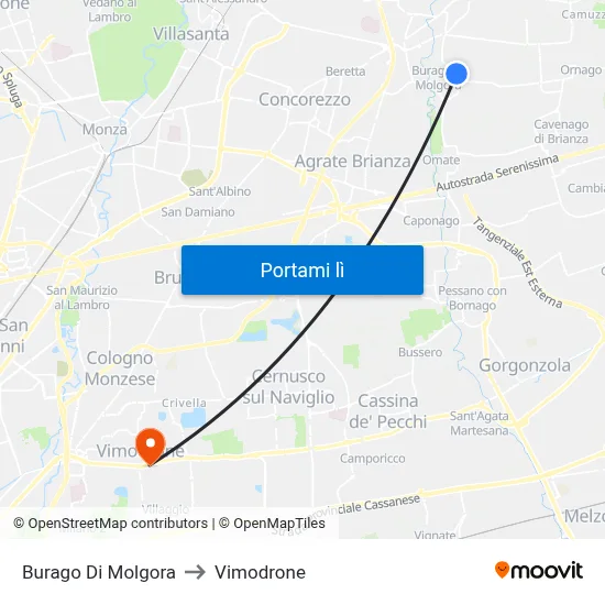 Burago Di Molgora to Vimodrone map