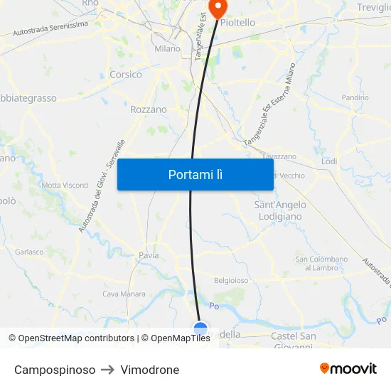 Campospinoso to Vimodrone map
