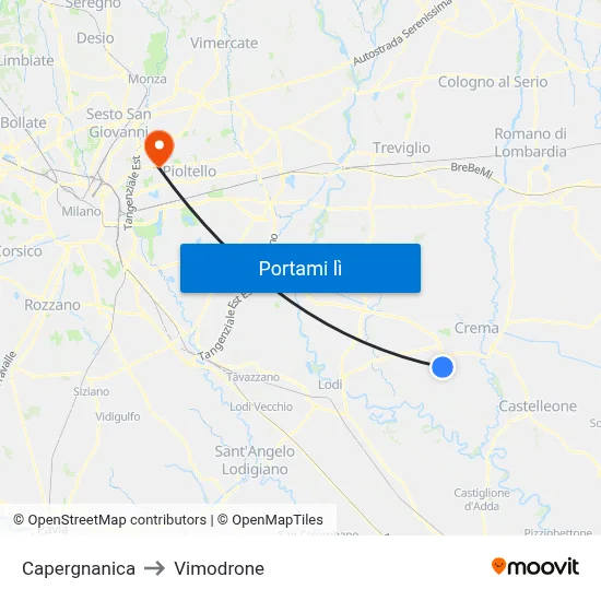 Capergnanica to Vimodrone map