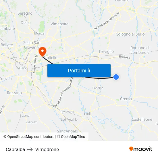 Capralba to Vimodrone map