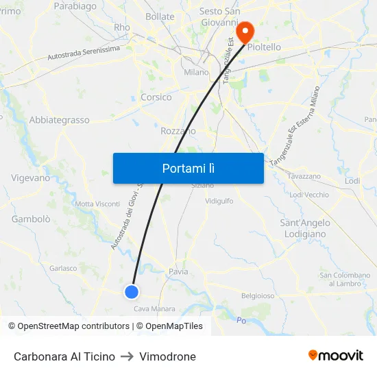 Carbonara Al Ticino to Vimodrone map