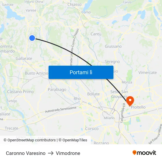 Caronno Varesino to Vimodrone map