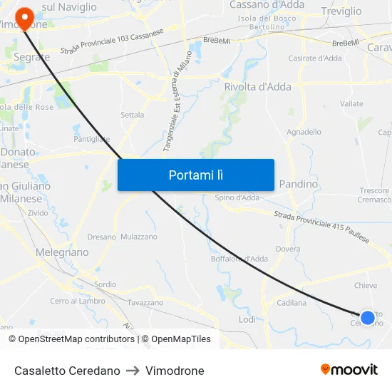 Casaletto Ceredano to Vimodrone map
