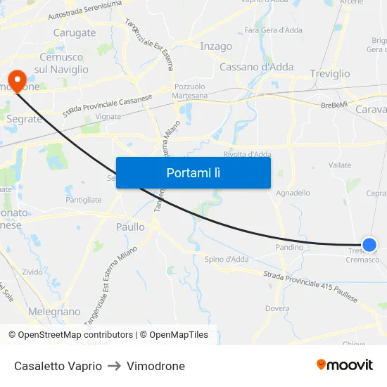 Casaletto Vaprio to Vimodrone map