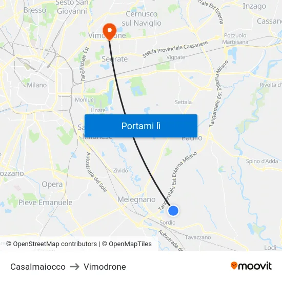 Casalmaiocco to Vimodrone map