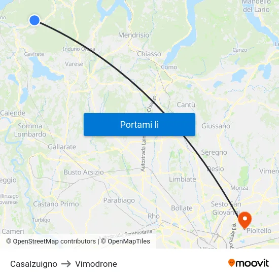 Casalzuigno to Vimodrone map