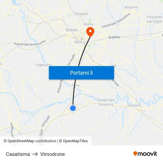 Casatisma to Vimodrone map