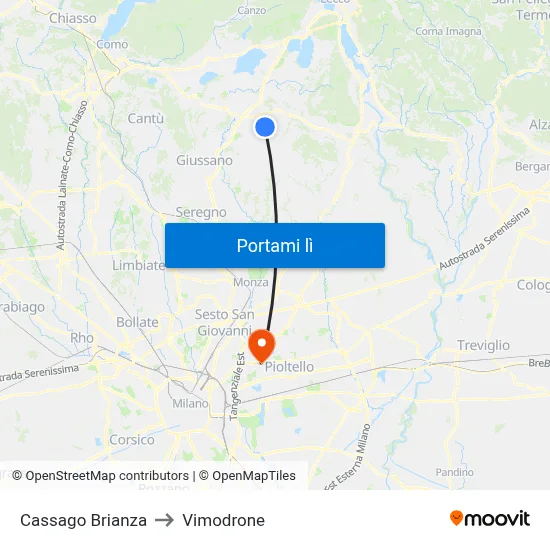 Cassago Brianza to Vimodrone map