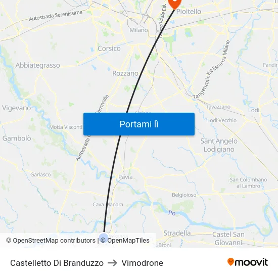 Castelletto Di Branduzzo to Vimodrone map