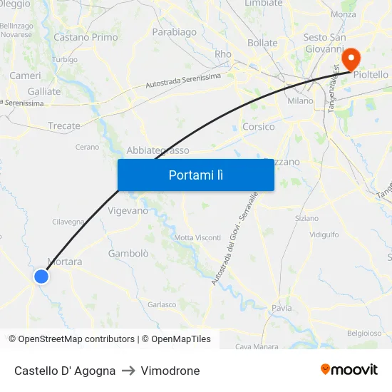 Castello D' Agogna to Vimodrone map