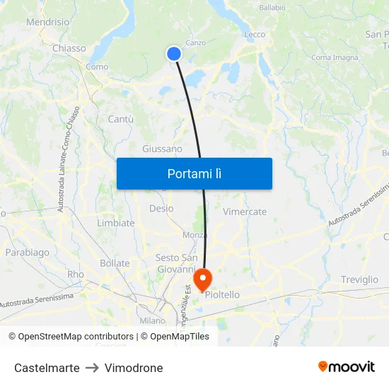 Castelmarte to Vimodrone map
