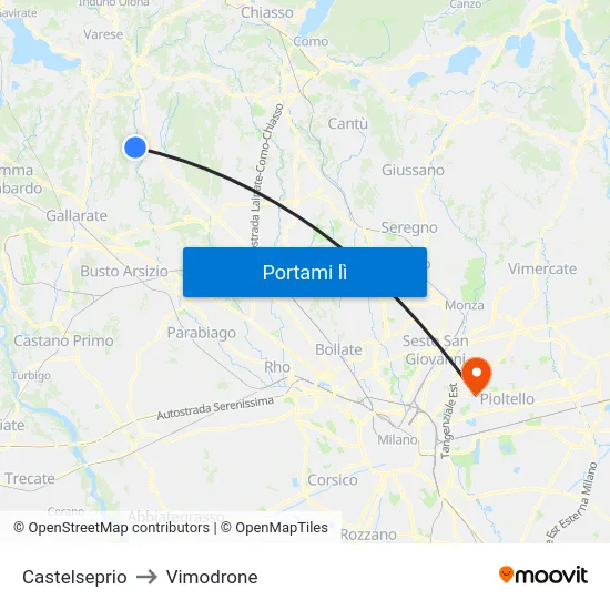Castelseprio to Vimodrone map