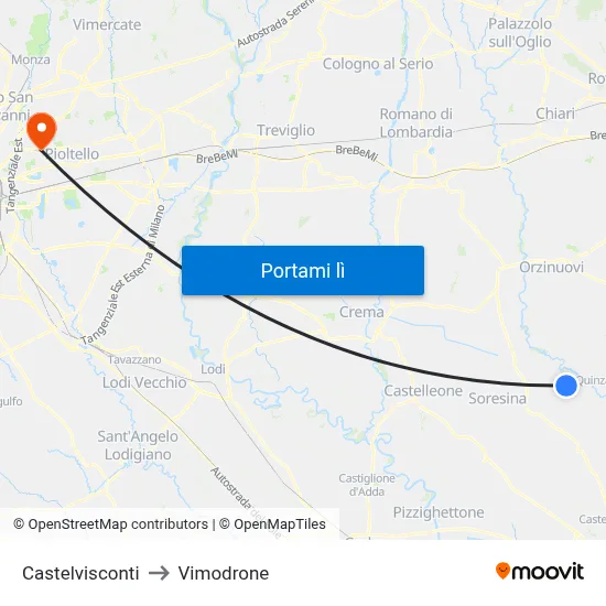 Castelvisconti to Vimodrone map