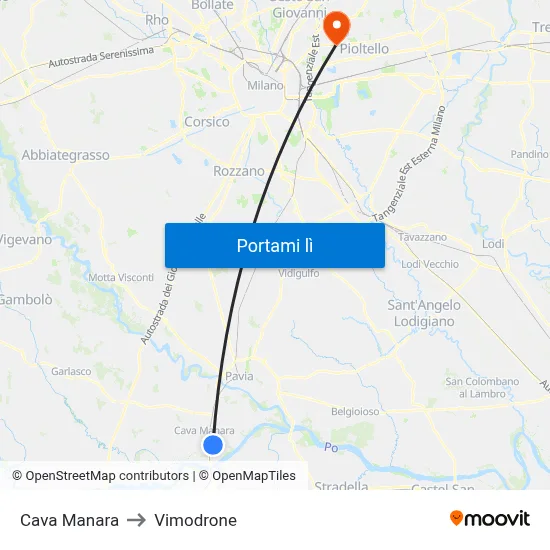 Cava Manara to Vimodrone map