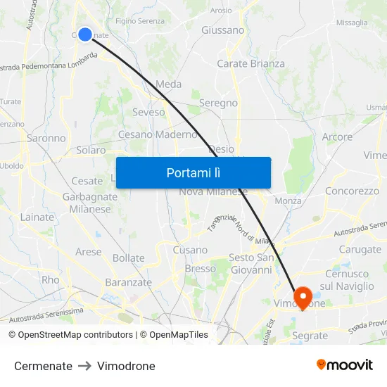 Cermenate to Vimodrone map