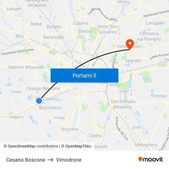 Cesano Boscone to Vimodrone map