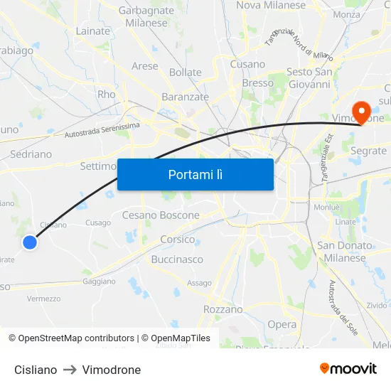 Cisliano to Vimodrone map