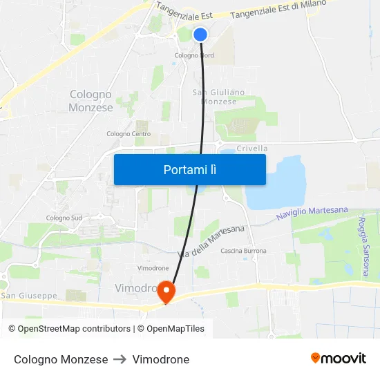 Cologno Monzese to Vimodrone map