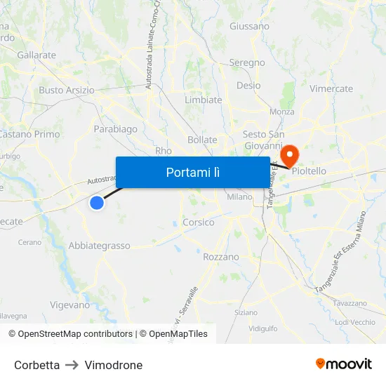Corbetta to Vimodrone map