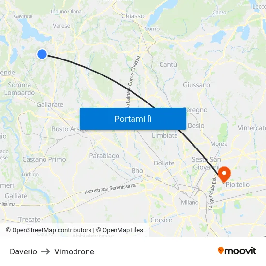 Daverio to Vimodrone map