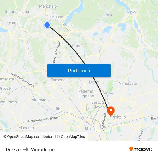 Drezzo to Vimodrone map