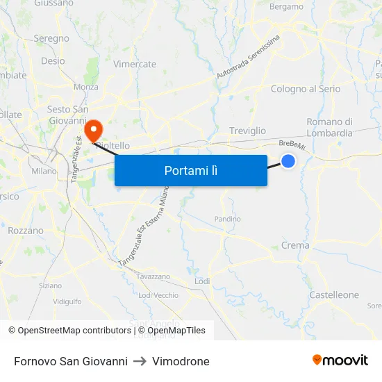 Fornovo San Giovanni to Vimodrone map