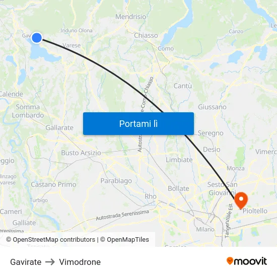 Gavirate to Vimodrone map