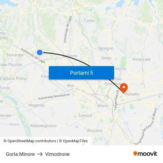 Gorla Minore to Vimodrone map