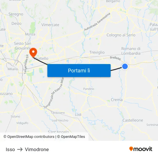 Isso to Vimodrone map