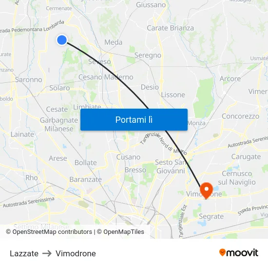 Lazzate to Vimodrone map