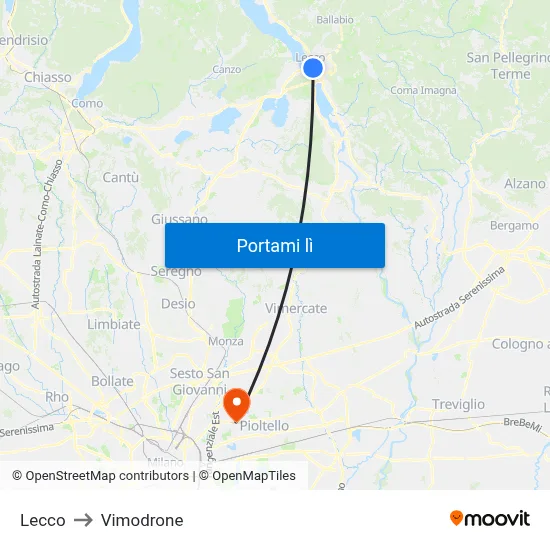 Lecco to Vimodrone map