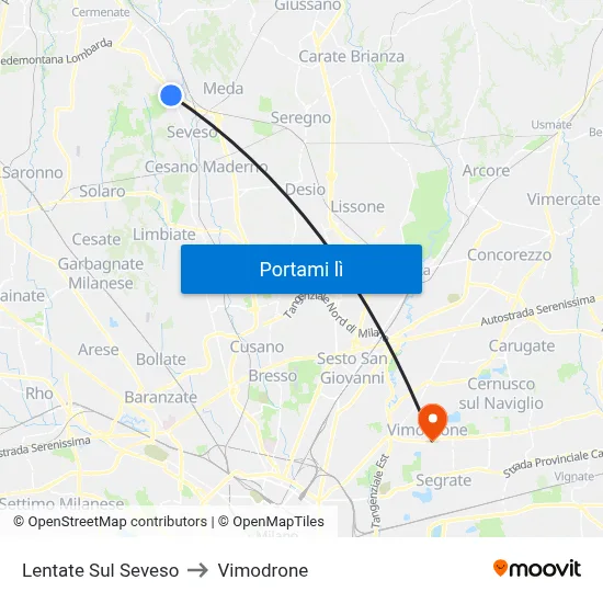 Lentate Sul Seveso to Vimodrone map