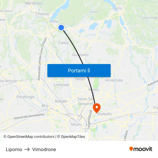 Lipomo to Vimodrone map