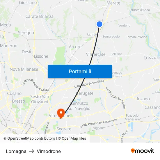 Lomagna to Vimodrone map