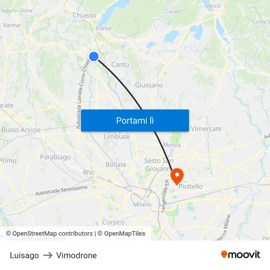 Luisago to Vimodrone map
