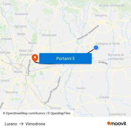 Lurano to Vimodrone map